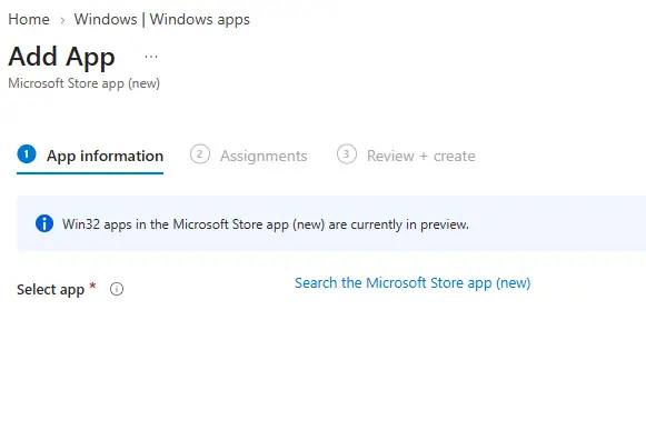 Store app selection